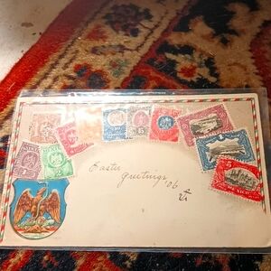 1906 stamp on stamps postcard from Tijuana mexico!